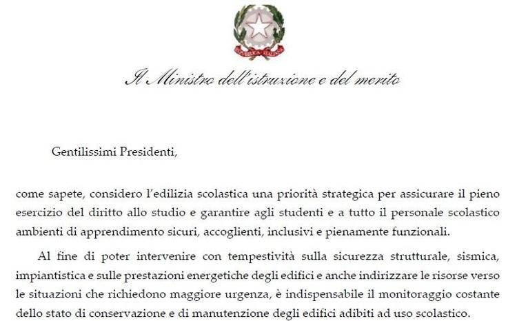 La lettera di Valditara ai presidenti Anci e Upi