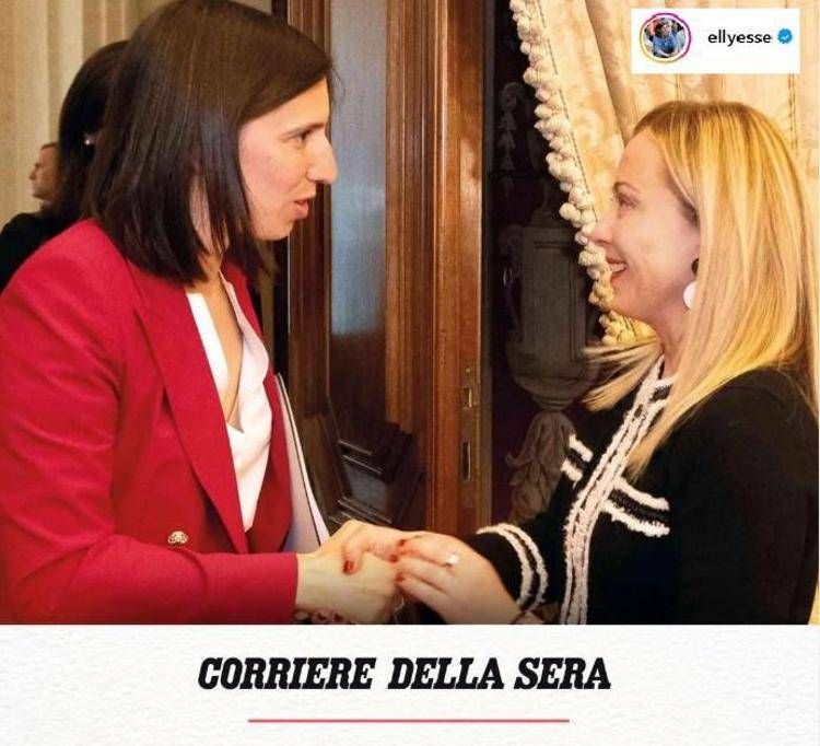 Schlein e Meloni nella foto Corriere della Sera /Ansa