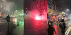 Lancio di razzi e fumogeni a Bologna, foto Adnkronos