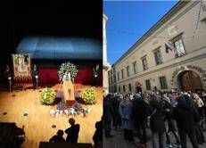 La camera ardente (Ipa) e la lunga fila all'esterno (Adnkronos)