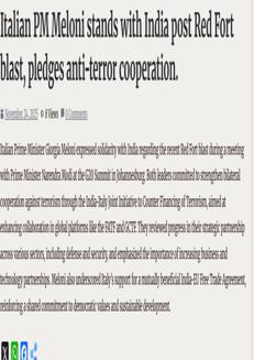India: Italy and India strengthen counterterrorism cooperation at the G20