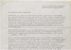 Christie's mette all'asta l'atto di nascita di Apple