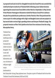 Thailand: Bangkok unveils plans for a Formula 1 Grand Prix with Italian motorsport ambitions
