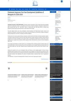 Mongolia: Approvate le linee guida quinquennali per lo sviluppo 2026-2030