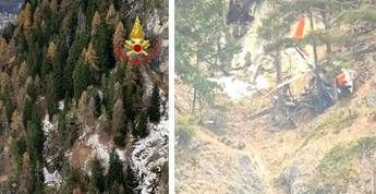 L'elicottero caduto a Lanzada, in provincia di Sondrio - Vigili del fuoco