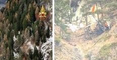 L'elicottero caduto a Lanzada, in provincia di Sondrio - Vigili del fuoco