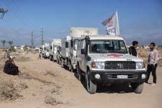 A Red Cross convoy in Gaza