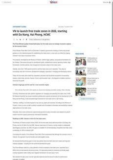 Vietnam: Premier Pham Minh Chinh launches pilot plans for free trade zones as strategic economic drivers