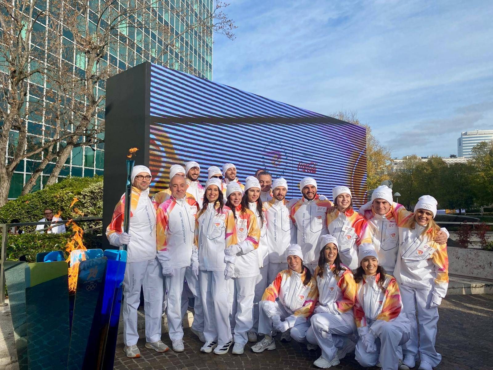 emozione a palazzo Mattei a Roma per passaggio Fiamma olimpica