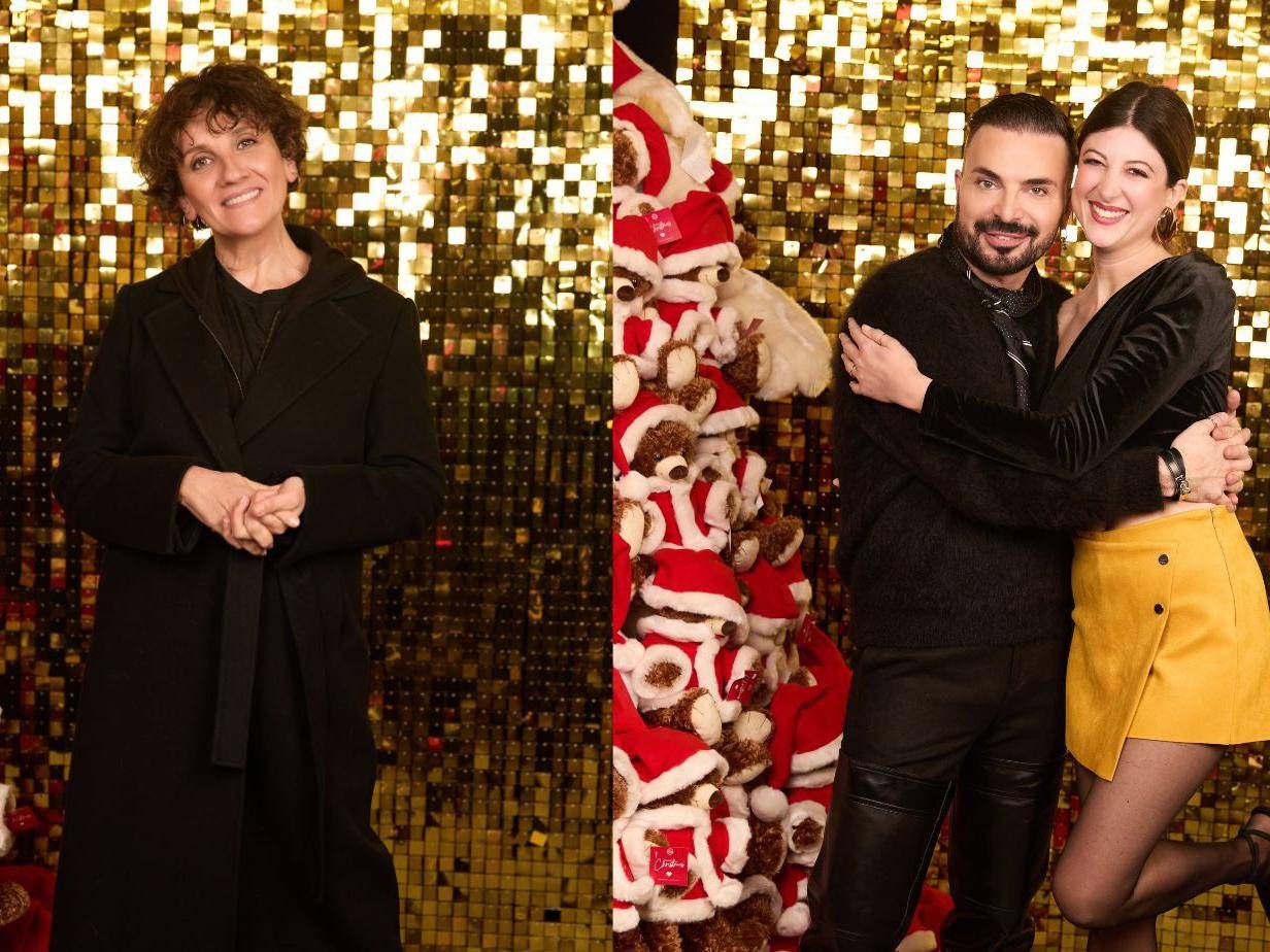 Lucia Ocone e Marta Filippi con Simone Belli