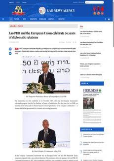 Laos: 50 years of diplomatic relations with the European Union strengthen cooperation and sustainable development.