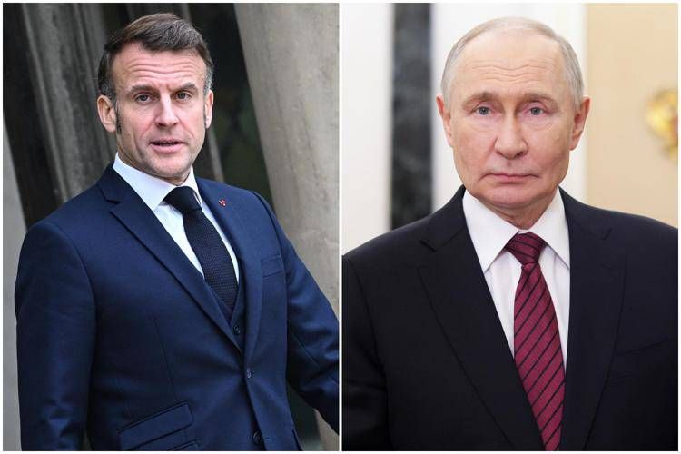 Emmanuel Macron e Vladimir Putin - Ipa/Fotogramma