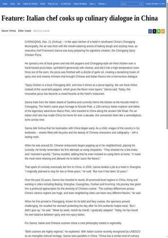 China: Italian chef Francesco Sanna blends Italian and Chinese flavors in Chongqing