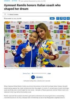 Filippine: Jasmine Ramilo vince oro nella ginnastica ritmica grazie al coach italiano Claudia Mancinelli