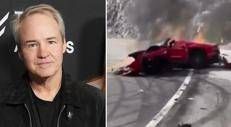 Vince Zampella e la Ferrari in fiamme subito dopo l'incidente - Fotogramma /Ipa/Nexta tv
