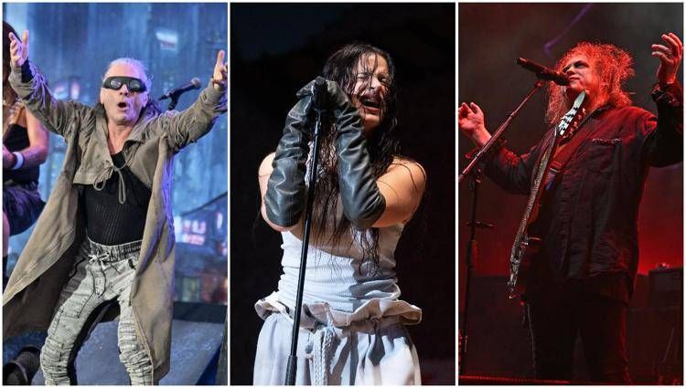 Da sinistra Bruce Dickinson degli Iron Maiden, Rosalía e Robert Smith dei Cure (Fotogramma/Ipa)