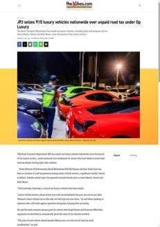 Malaysia: 915 luxury cars, including Ferraris and Lamborghinis, seized for unpaid taxes.