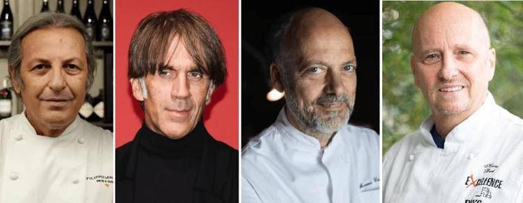 Filippo La Mantia, Davide Oldani, Moreno Cedroni e Heinz Beck (Fotogramma/Ipa)