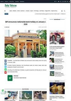 Pakistan: Banks closed on January 1, 2026, due to a national holiday