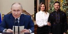 Vladimir Putin, Olena e Volodymyr Zelensky - Afp /X