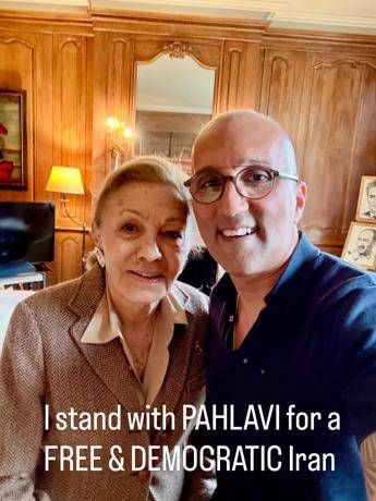 L'imperatrice Farah Diba e lo stilista italo-iraniano Farhad Re