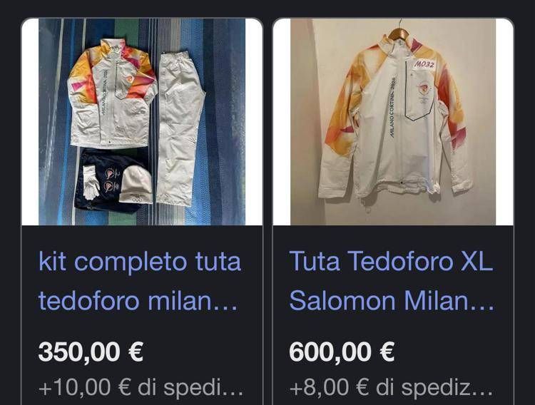 Le tute dei tedofori di Milano Cortina in vendita online