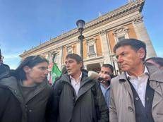 Elly Schlein, Nicola Fratoianni e Giuseppe Conte (Foto Adnkronos)