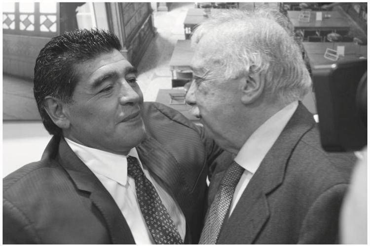 Diego Armando Maradona e Gianni Minà ritratti da Giuseppe Di Piazza