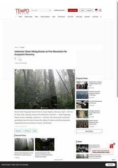 Indonesia: Access to five mountains closed for environmental protection