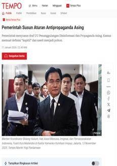 Indonesia: In preparazione una legge contro disinformazione e propaganda straniera
