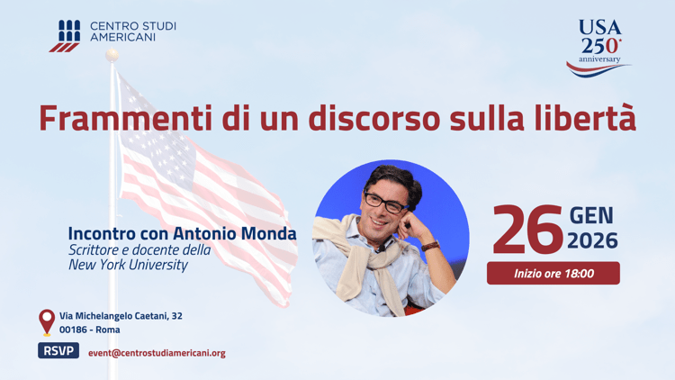 'Frammenti di un discorso sulla libertà', a Roma incontro cinematografico con lo scrittore Antonio Monda