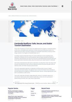 Cambodia: The Ministry of Tourism reassures visitors about the safety of tourist destinations, including Italian visitors.