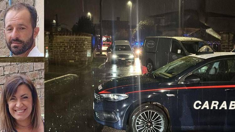 Nei riquadri Claudio Carlomagno e Federica Torzullo (Ipa), sullo sfondo la villetta dei Carlomagno