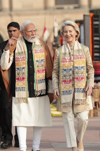 Il premier indiano Narendra Modi e la presidente della Commissione europea Ursula von der Leyen