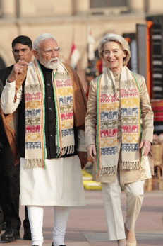 Il premier indiano Narendra Modi e la presidente della Commissione europea Ursula von der Leyen
