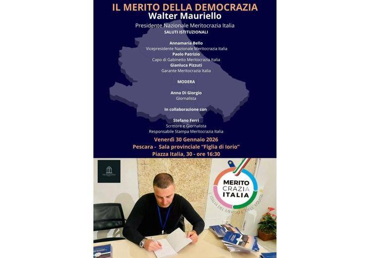 Libri: tappa a Pescara per 'Il merito della democrazia' di Walter Mauriello