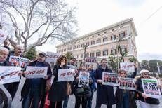 Roma, Presidio per protestare contro la presenza di agenti dell'ICE alle Olimpiadi di Milano-Cortina - Ipa