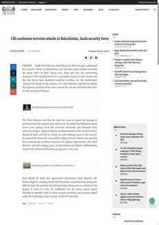 Pakistan: Sindh Chief Minister condemns terror attacks, praises security forces