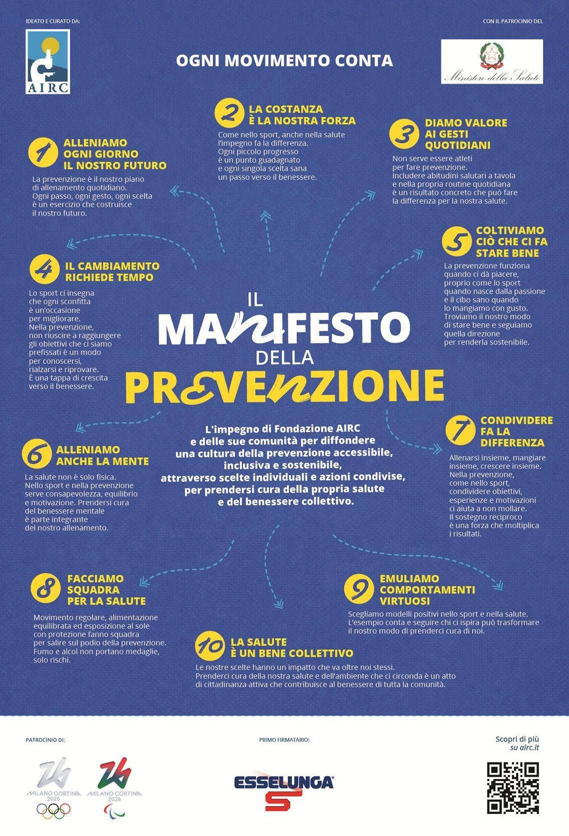 A Milano-Cortina il Manifesto della prevenzione: "Ogni movimento conta"