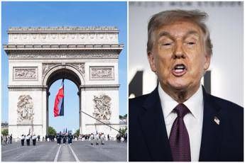 L'arco di Trionfo a Parigi e Donald Trump - Ipa