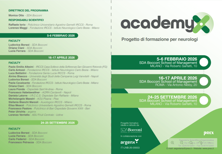 Malattie neuromuscolari e miastenia grave, nasce academyX per l'alta formazione