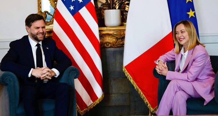 JD Vance e Giorgia Meloni, repertorio (Fotogramma/Ipa)