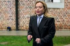 Giorgia Meloni arriva al castello nel comune di Bilzen, nel Limburgo (Fiandre) - (Afp)