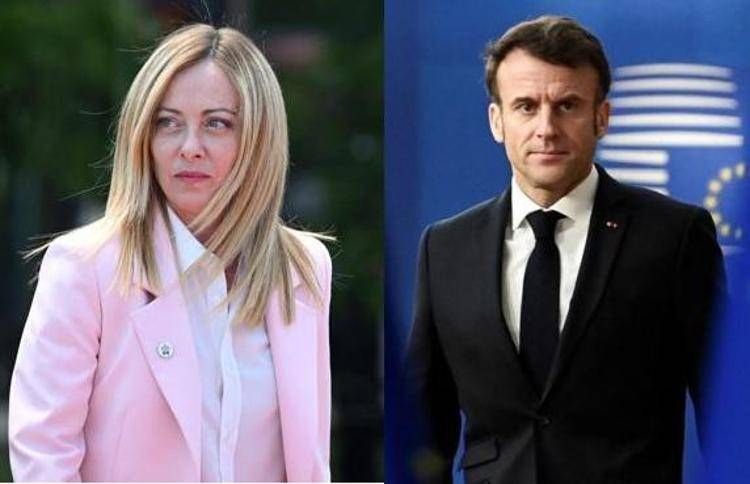 Giorgia Meloni ed Emmanuel Macron (Afp)