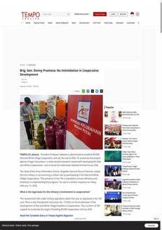 Indonesia: Armed forces involved in developing rural cooperatives