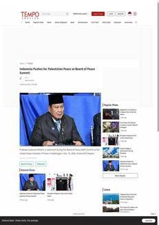 Indonesia: Prabowo Subianto interviene al Summit del Board of Peace a Washington