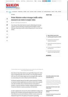 Vietnam: PM orders road safety strengthening after crashes drop during Tet