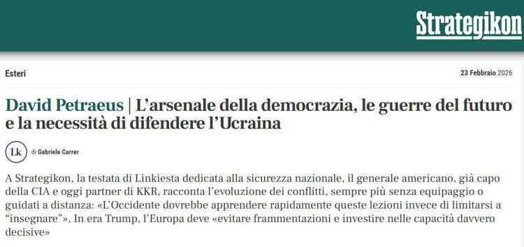Petraeus: 'Ucraina è il futuro della guerra'. Linkiesta lancia Strategikon