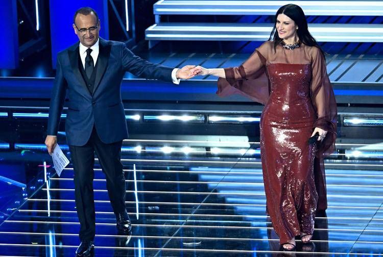 Carlo Conti e Laura Pausini - Ipa/Fotogramma