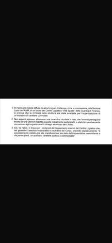La nota della Guardia di Finanza